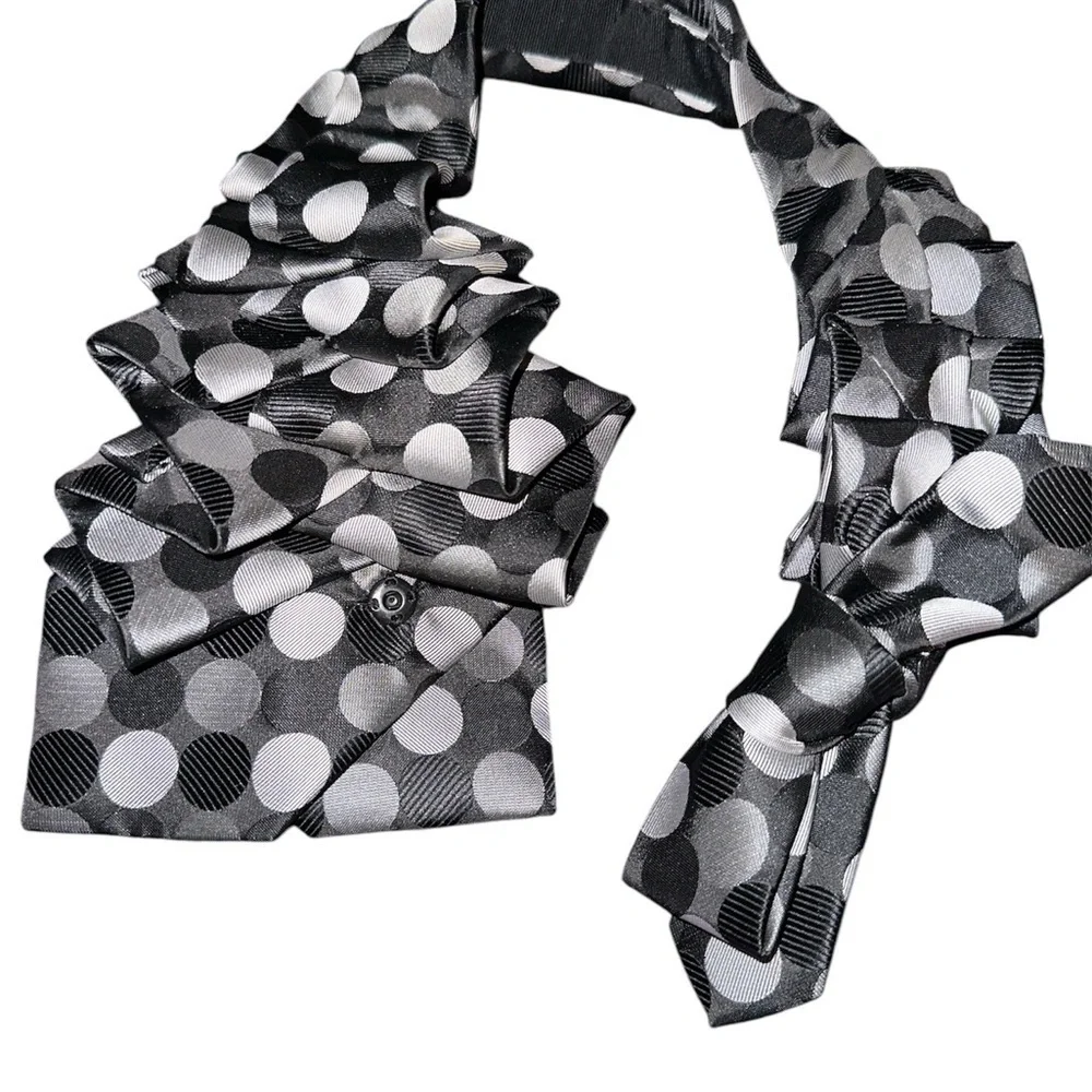 Lilian Asterfield up cycled ascot silk scarf neck tie polka dot